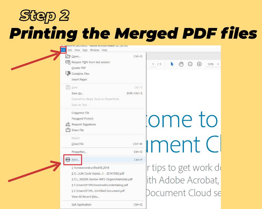 Print-Multiple PDFs at Once on Adobe offline- Printing the Merged PDF files