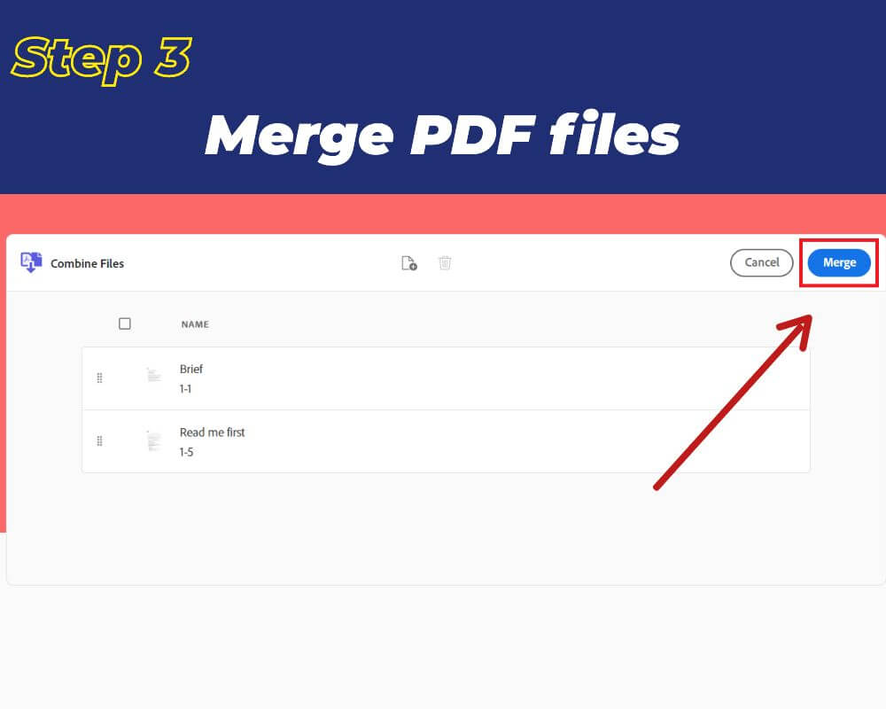 Print Multiple PDFs at Once through Adobe Online-Step-3- Merge PDF 