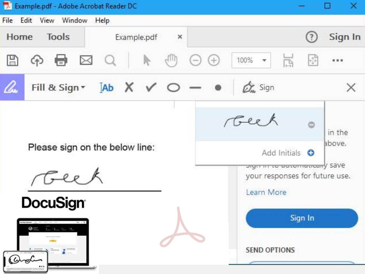 Hidden electronic PDF signature