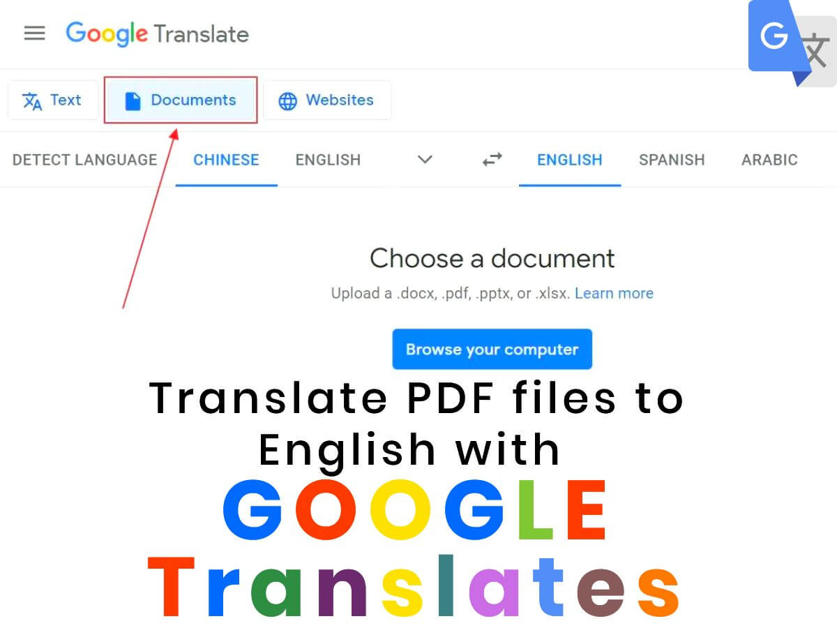 translate PDF files to English with Google translates