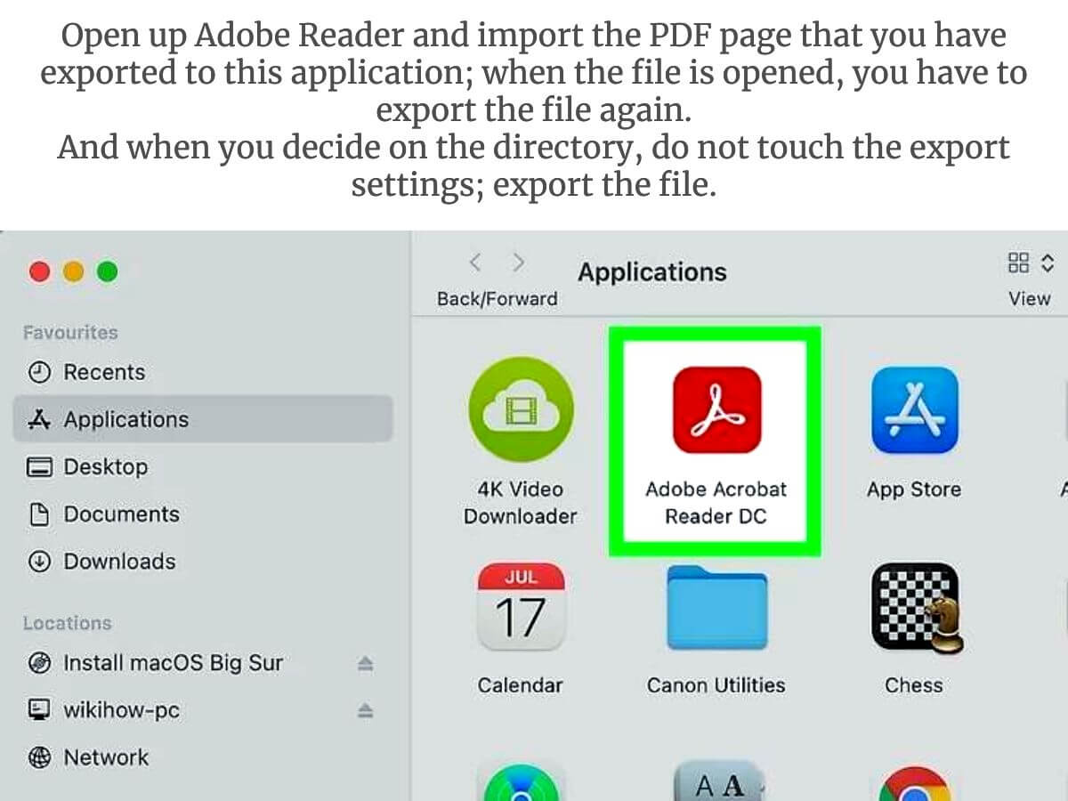 open up Adobe Reader and import the PDF page that you have exported to this application