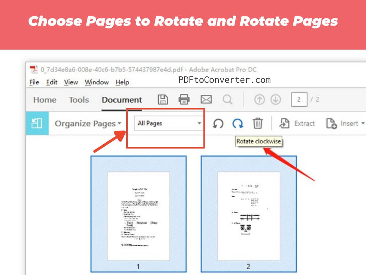 Choose Pages to Rotate and Rotate Pages in adobe acrobat