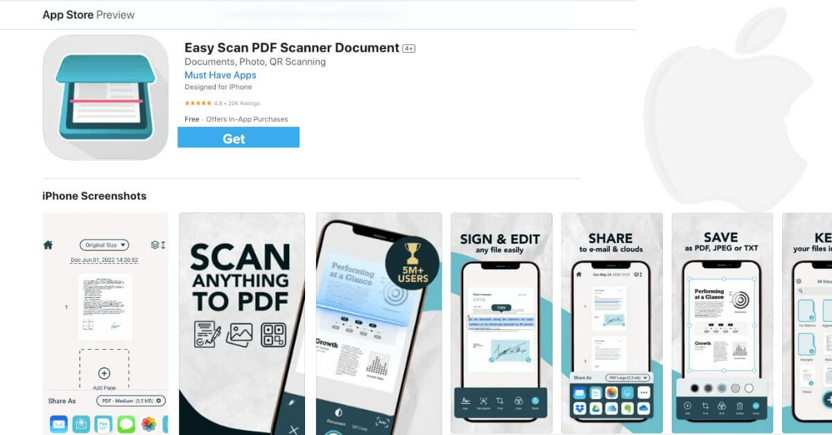 Easy Scan PDF Scanner Document Best pdf reader for iPhone and IOS