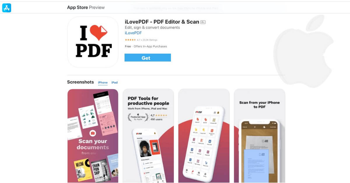 iLovePDF-Best pdf reader for iPhone