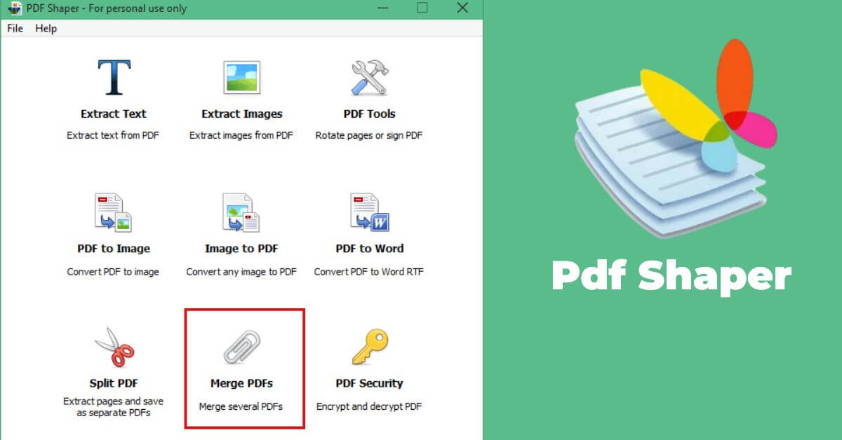 merge pdf with Pdf shaper professional